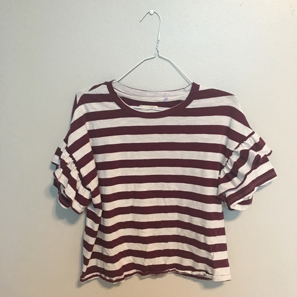 Red striped bell sleeve top